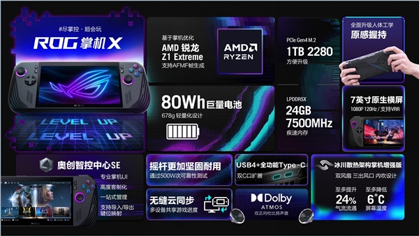 ROG掌机X正式亮相:搭载80Wh超大容量电池和24GB+1TB的宽敞存储空间(图5) ROG掌机X正式亮相:搭载80Wh超大容量电池和24GB+1TB的宽敞存储空间(图5)