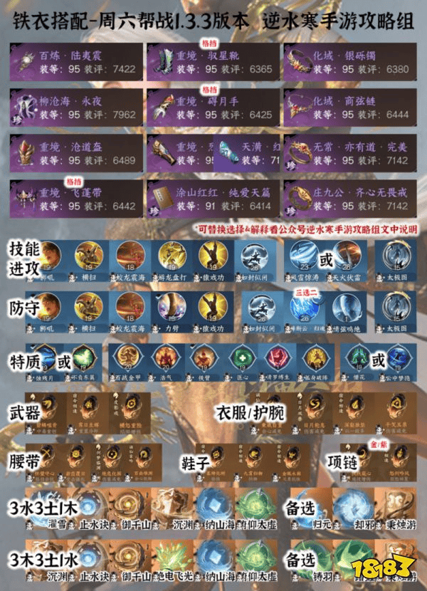 33论武+帮战+副本+比武搭配！逆水寒手游铁衣搭配攻略(图2)