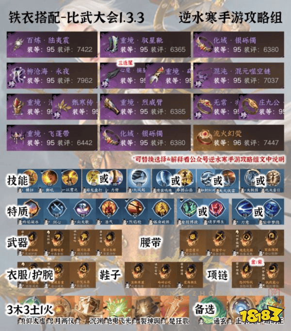 33论武+帮战+副本+比武搭配！逆水寒手游铁衣搭配攻略(图3)