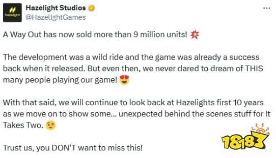 合作越狱游戏《逃出生天》销量突破900万份！玩家：那新作呢？