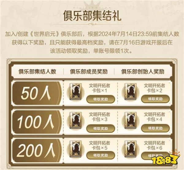 《世界启元》丨明星会长、资深游戏家、俱乐部宝贝邀你一起征战,游戏家俱乐部拎包入驻步(图2) 《世界启元》丨明星会长、资深游戏家、俱乐部宝贝邀你一起征战,游戏家俱乐部拎包入驻步入2.0时代,活动奖励再加码。