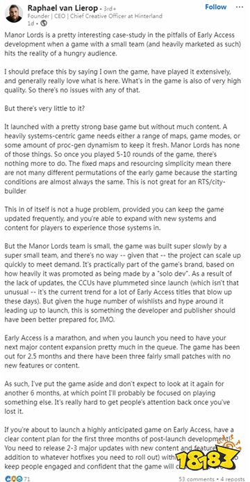 追求品质不追求热度?《庄园领主》发行商回应游戏更新慢(图2) 追求品质不追求热度?《庄园领主》发行商回应游戏更新慢