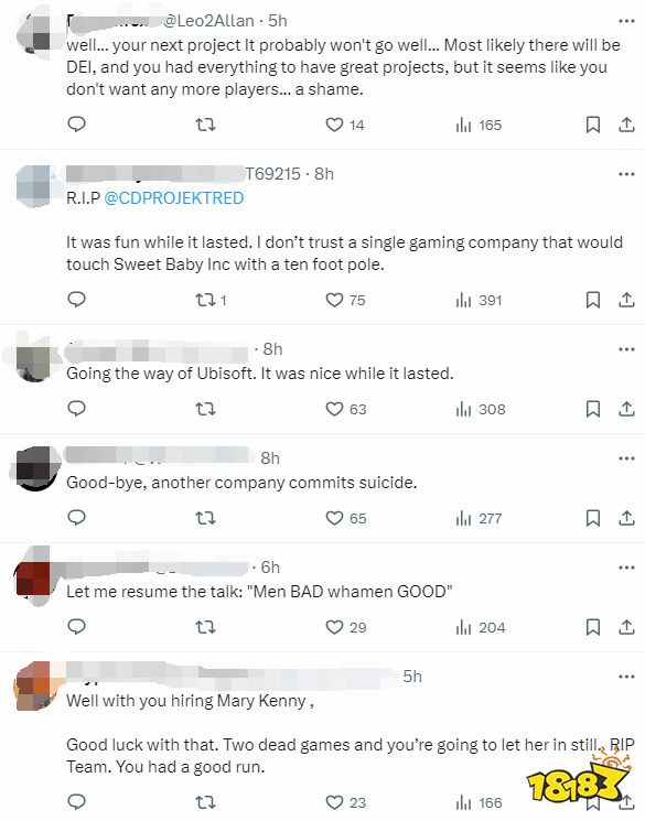 完了全完了！“女权组织”SBI知名粉头加入CDPR，评论区玩家都炸了！