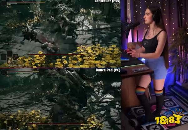 真-用脚都能过！性感女主播使用跳舞毯击败《艾尔登法环》BOSS