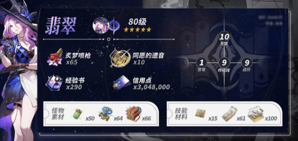 星穹铁道翡翠角色光锥拉满需要多少材料